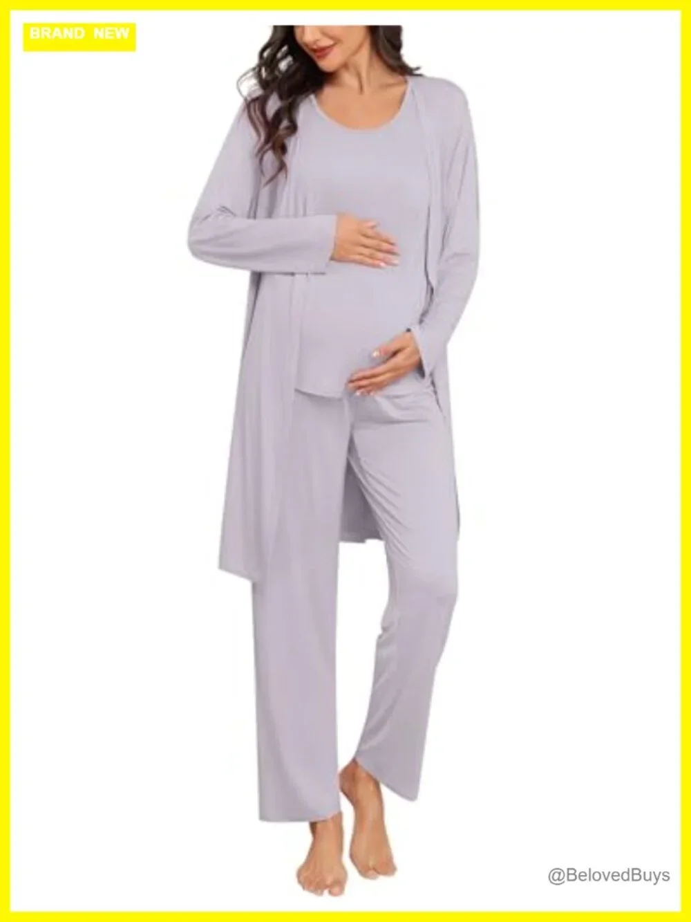 Maternity Nursing Robe Set 3-Piece Breastfeeding Pajama Postpartum Pjs